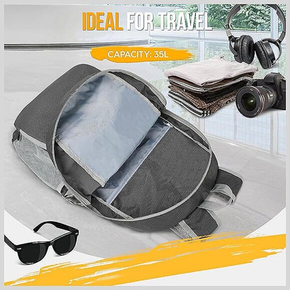 Lightweight Packable Backpack 35L - Light Foldable Backpacks Dimgray - Picture 3 of 7